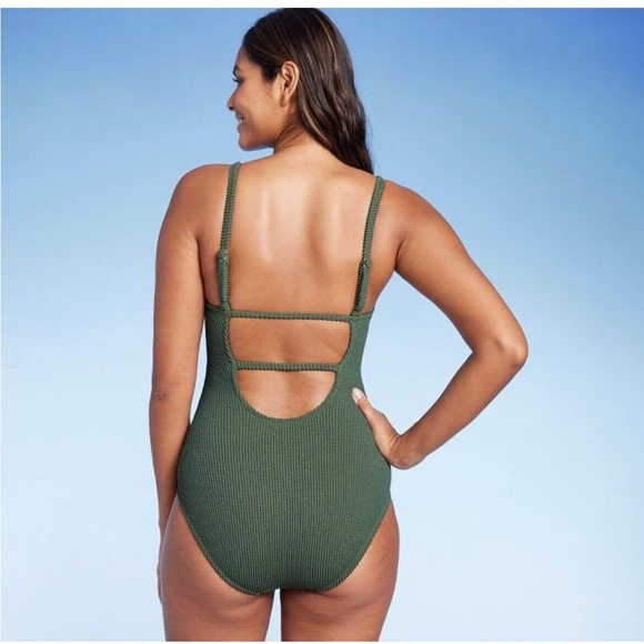 Green Textured One-Piece Swimsuit NWT - Picture 2 of 9